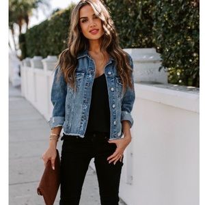 VICI NIGHT RIDER POCKETED DISTRESSED DENIM JACKET